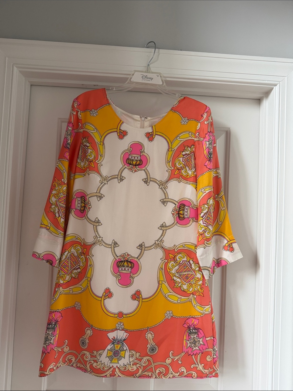 JB by Julie Brown White, Yellow, Pink & Coral Printed Midi Dress